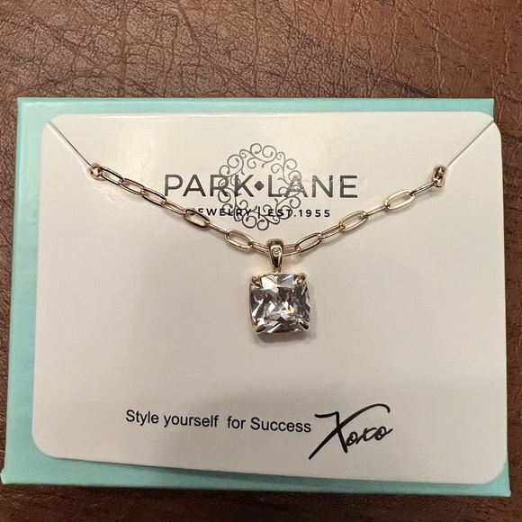 Park Lane Veil Gold Necklace with Square CZ Pendant | New - Picture 5 of 6